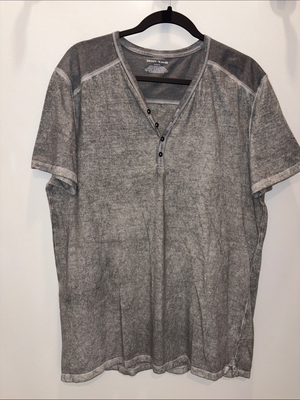 DKNY JEAN Gray Short Sleeve Henley Tee